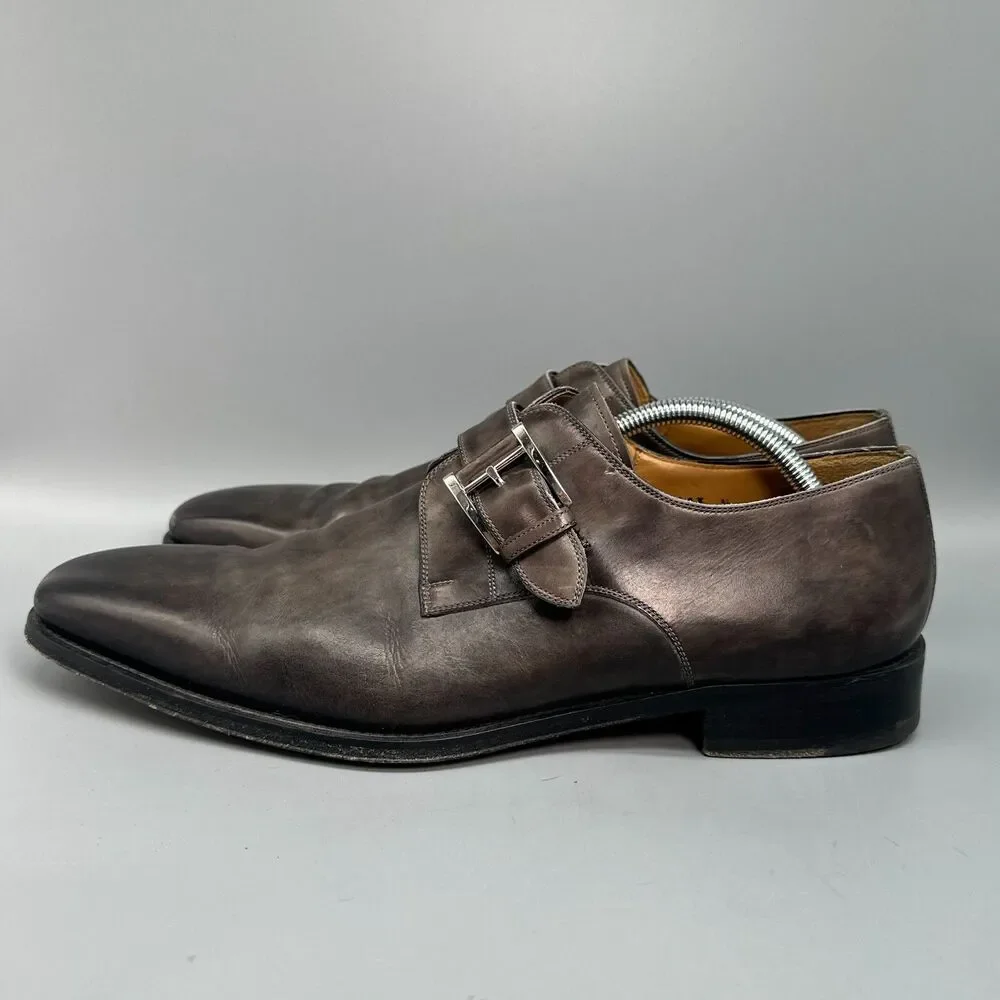Magnanni Marco II Mens 11.5 M Brown Leather Dress Shoes Single Monk Strap Buckle